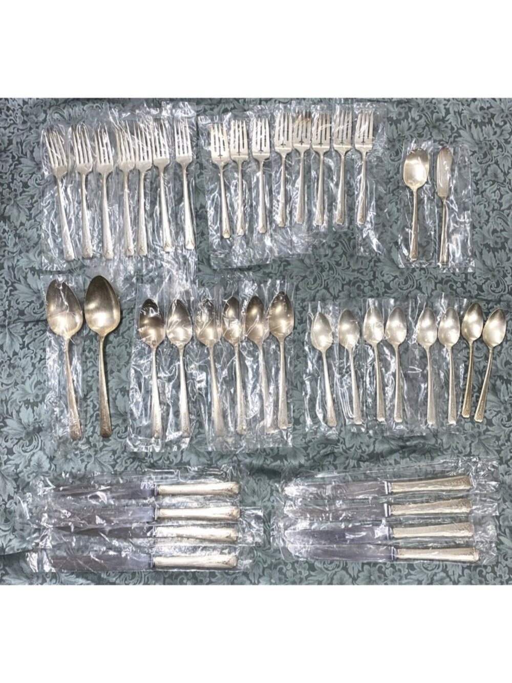 VTG 1940s Oneida Community MILADY Silver Plate Set 41 Pieces Orig Clear Sleeves